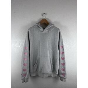 Dandy Worldwide Hoodie Small Gray Pink Heart Sleeve